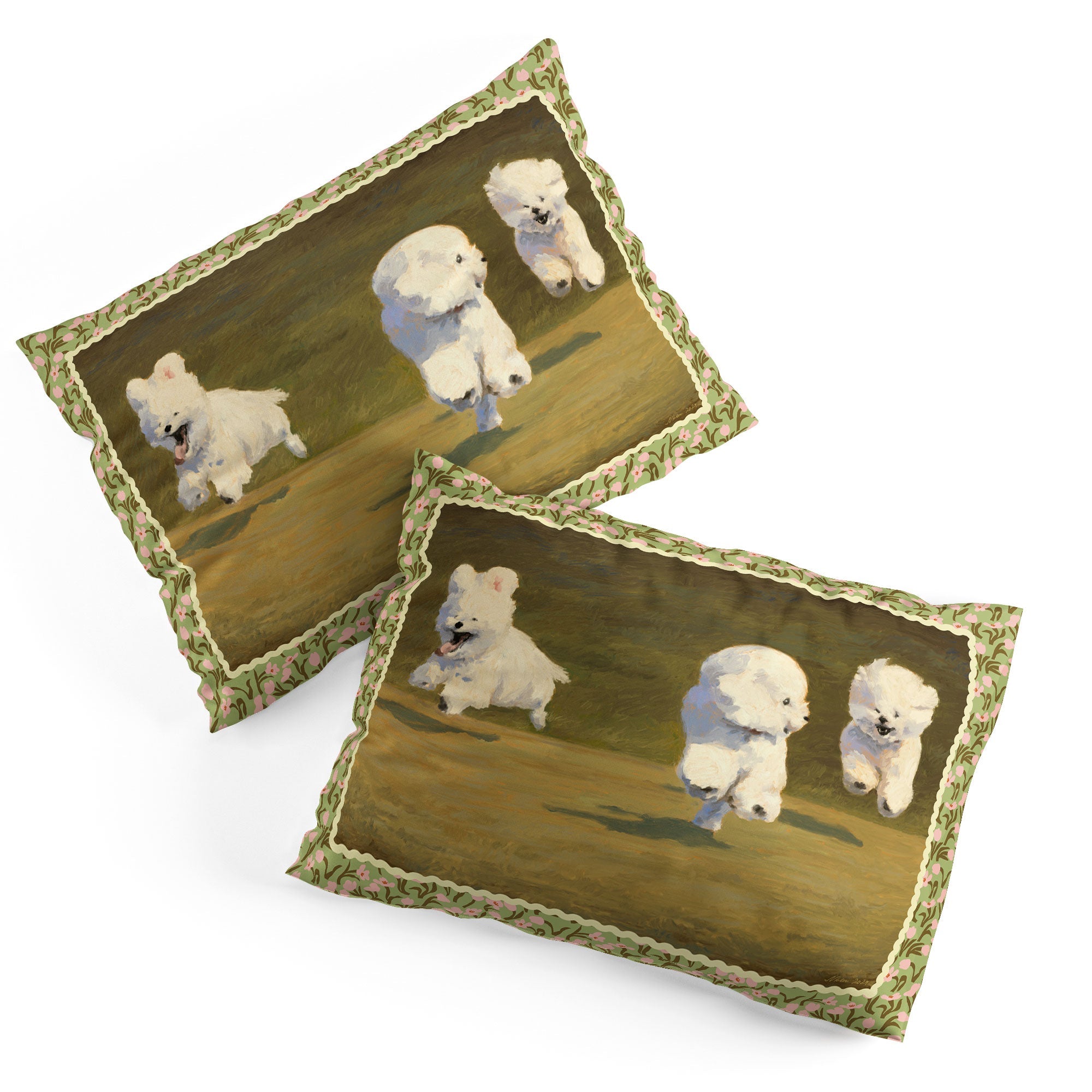 NKTN Three Dogs Running Pillow Shams