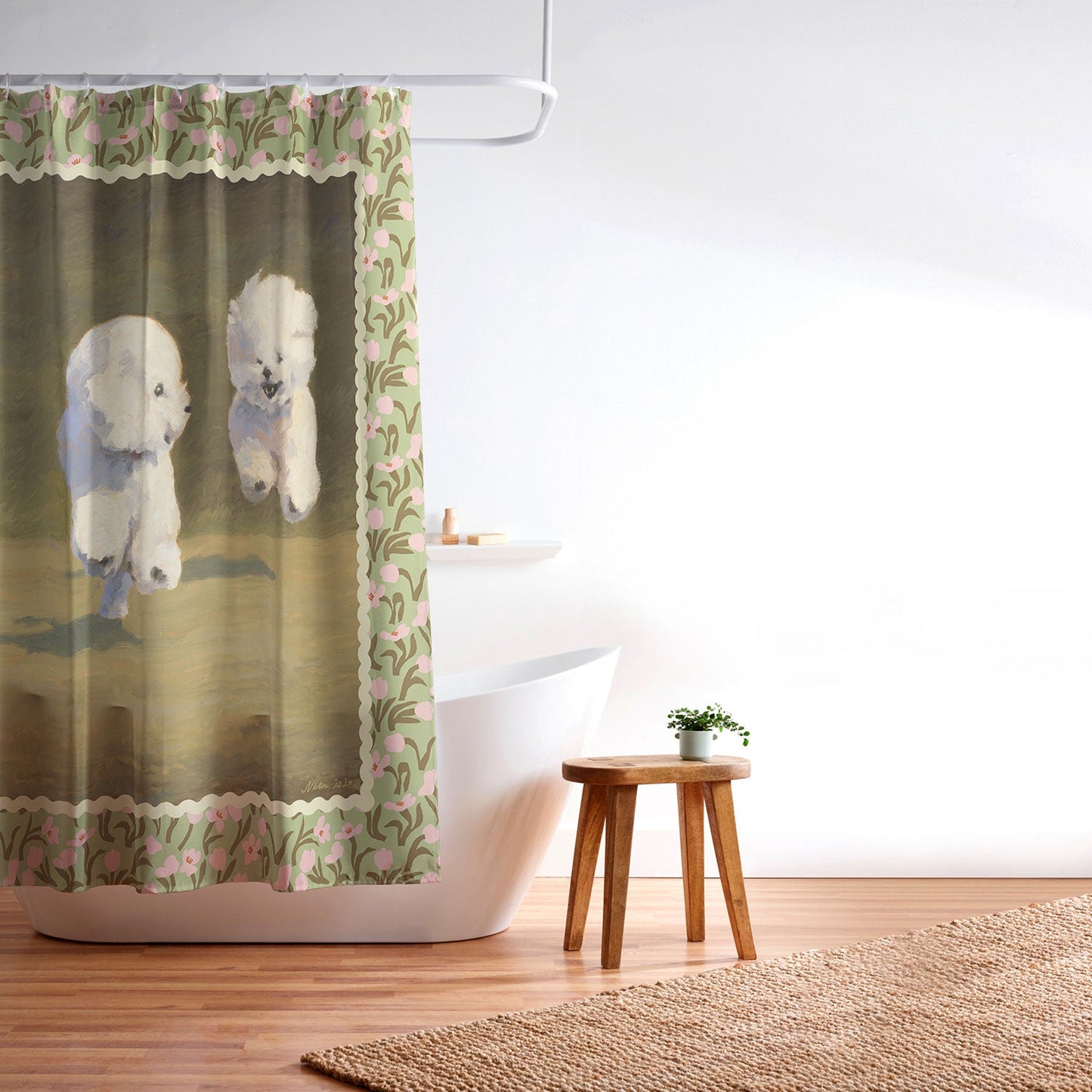 NKTN Three Dogs Running Shower Curtain