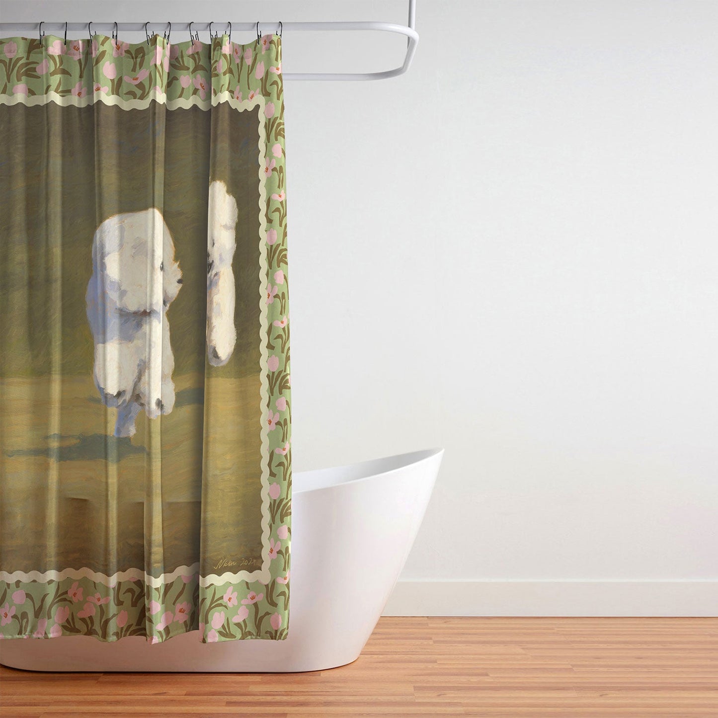 NKTN Three Dogs Running Shower Curtain