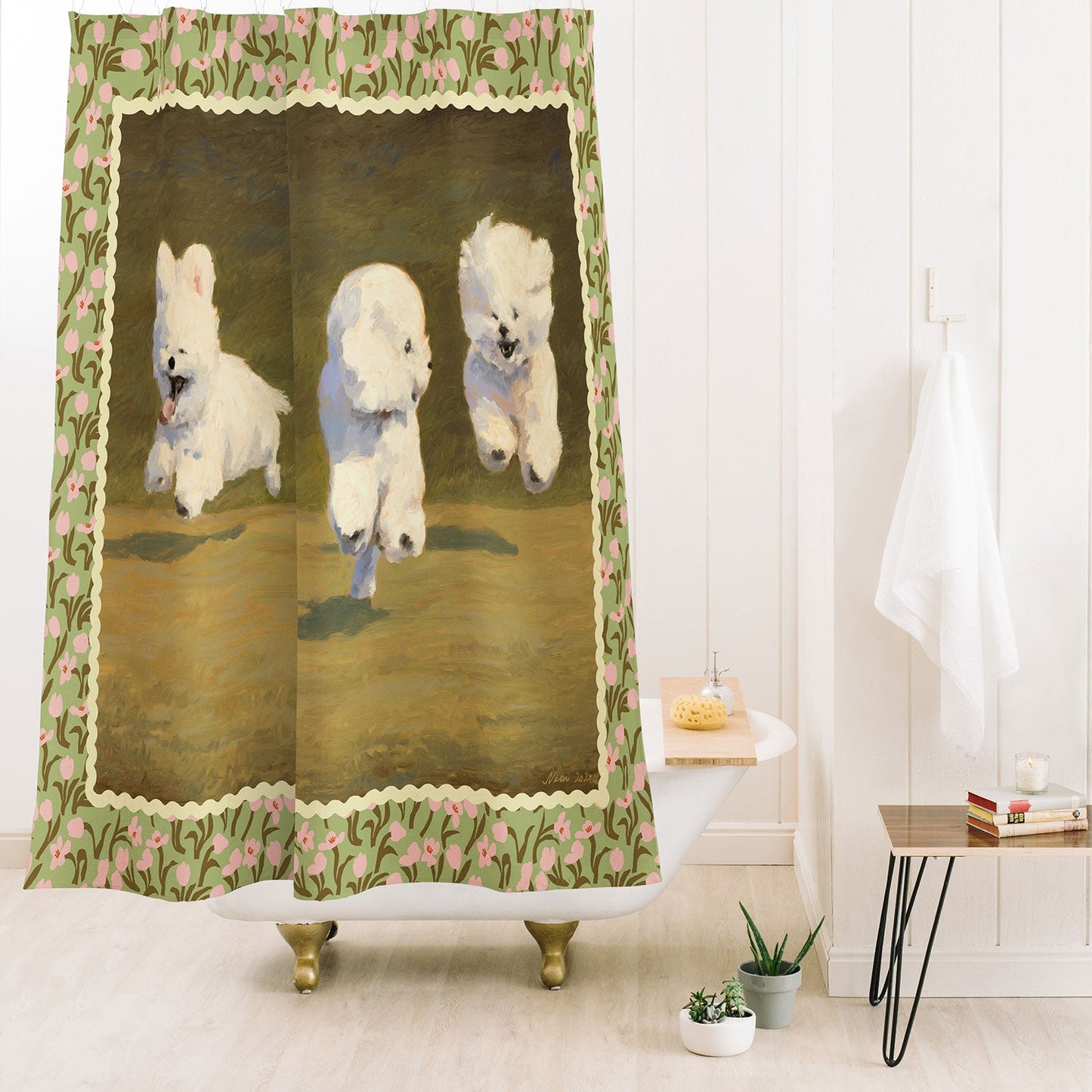 NKTN Three Dogs Running Shower Curtain