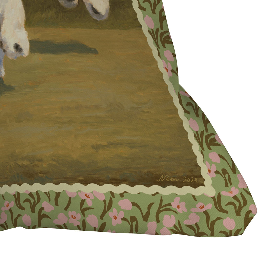 NKTN Three Dogs Running Outdoor Throw Pillow