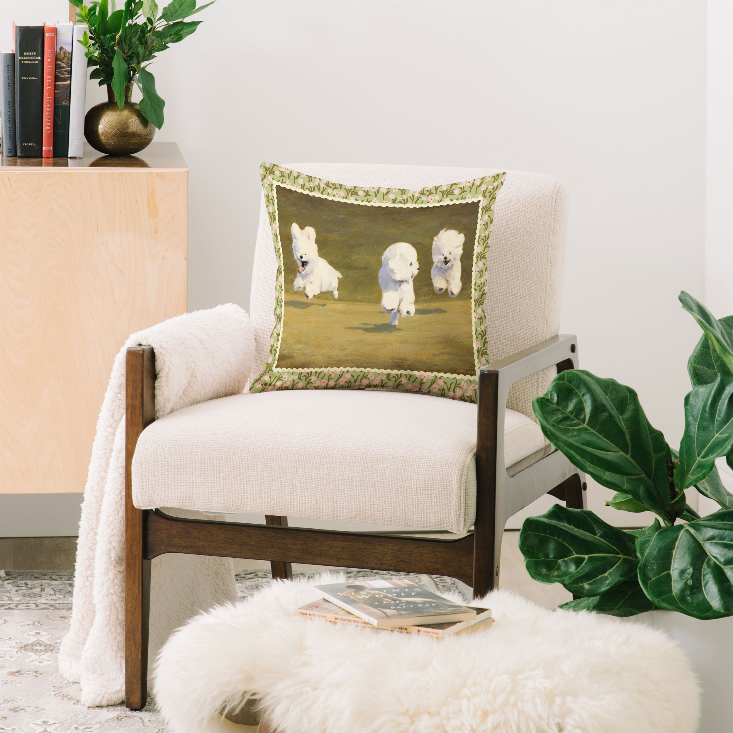 NKTN Three Dogs Running Throw Pillow