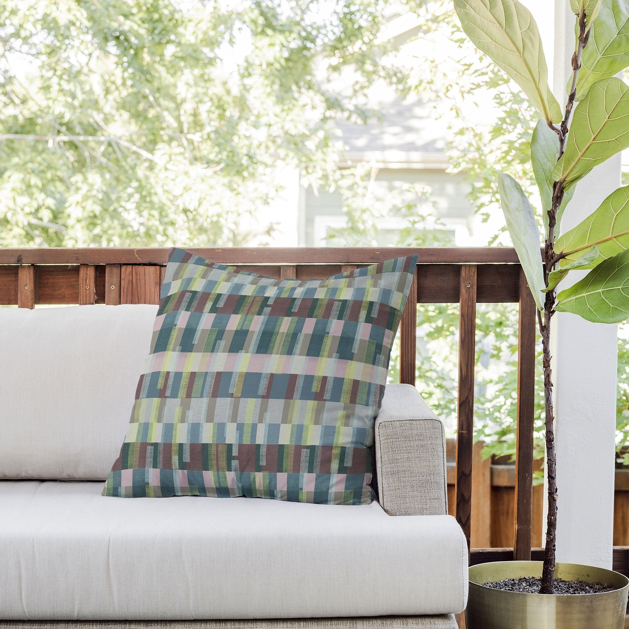 Marta Barragan Camarasa Dynamic Linear Blocks Outdoor Throw Pillow