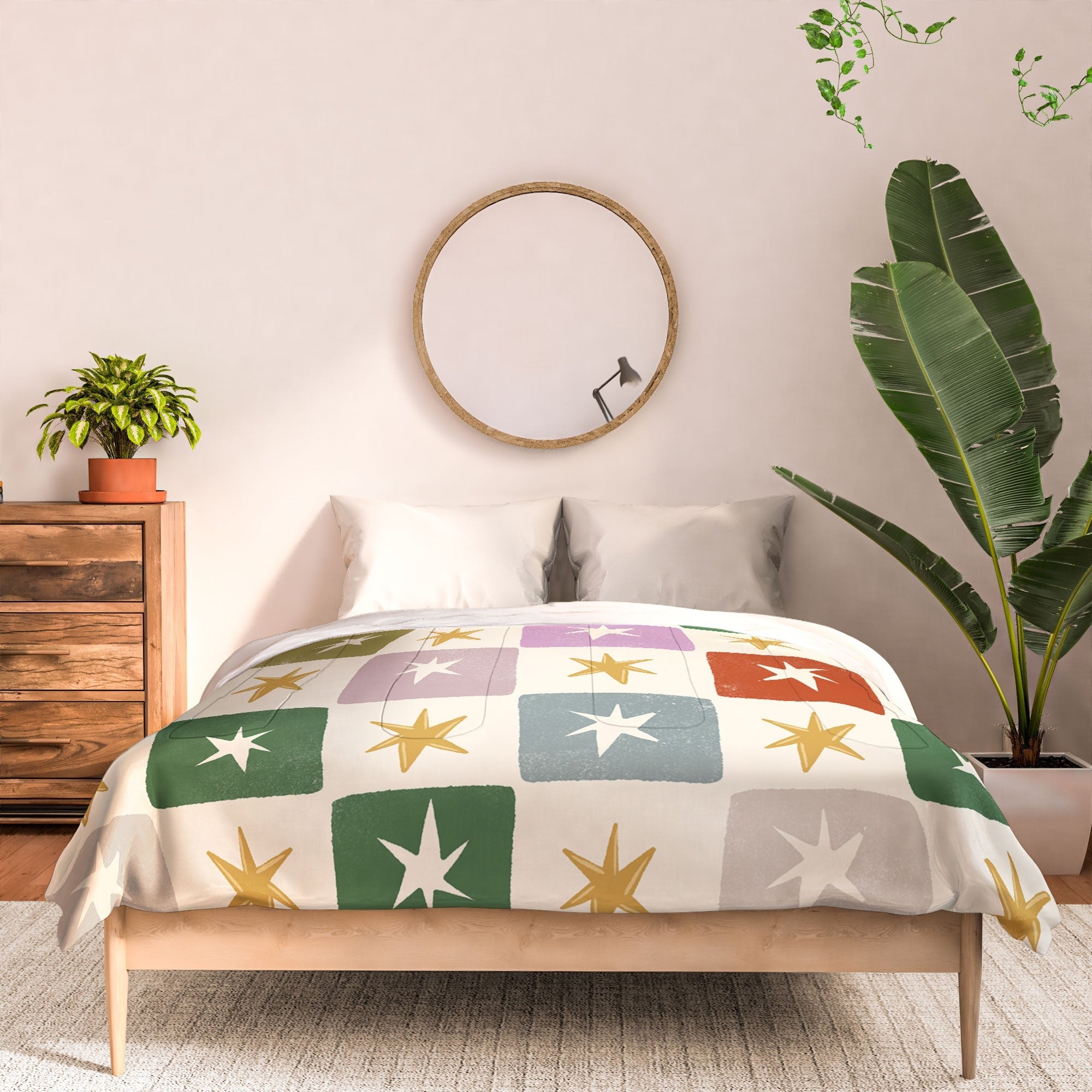 LouBruzzoni Retro Star Block Pattern Comforter