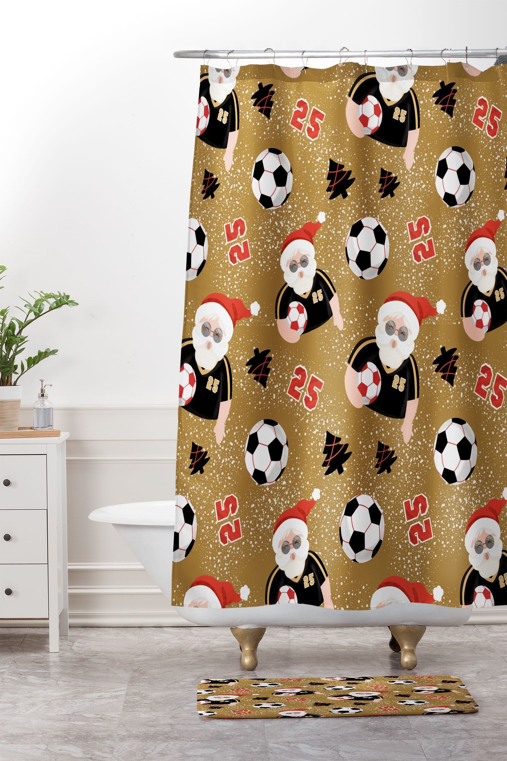 Design by Spark Sporty Soccer Santa Holiday Memory Foam Bath Mat