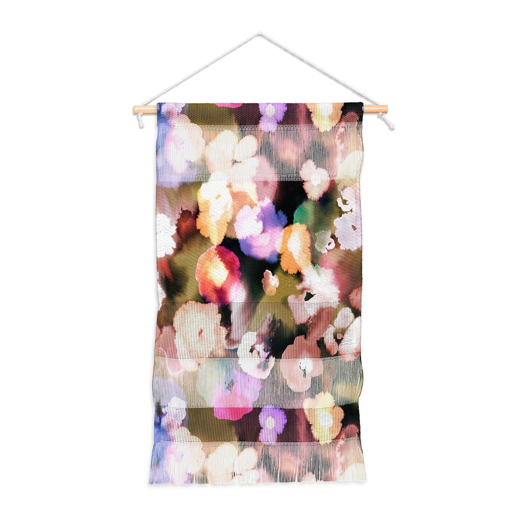 Ninola Design Botanic Retreat Ombre Abstract Watercolor Flowers Pink gold Wall Hanging Portrait