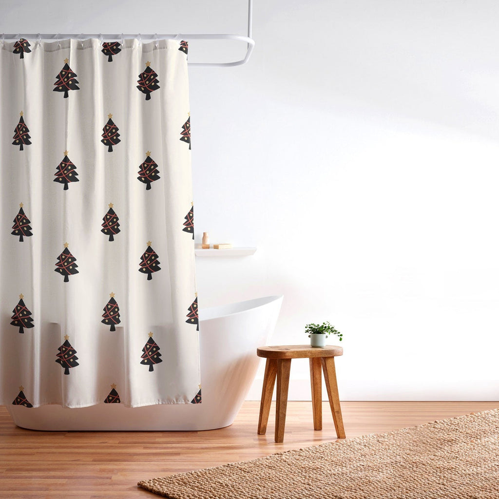 Design by Spark Black And Gold Christmas Tree Shower Curtain