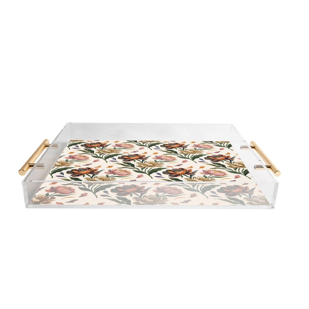 Marta Barragan Camarasa Hand Painted Peony Florals Acrylic Tray