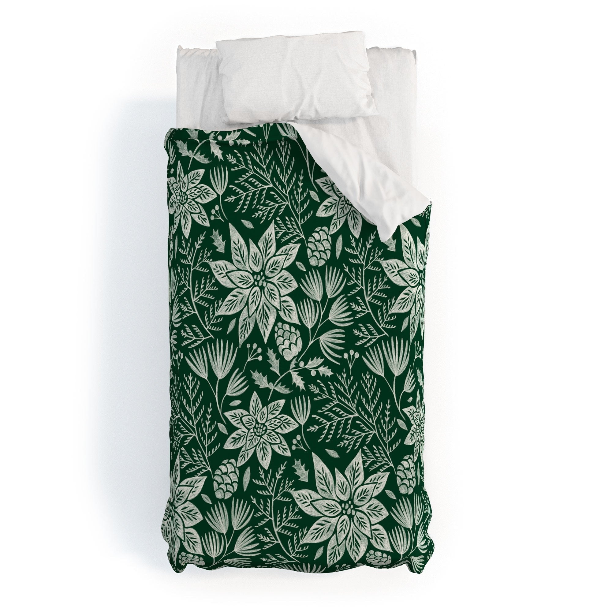 Pimlada Phuapradit Christmas Poinsettia Duvet Cover