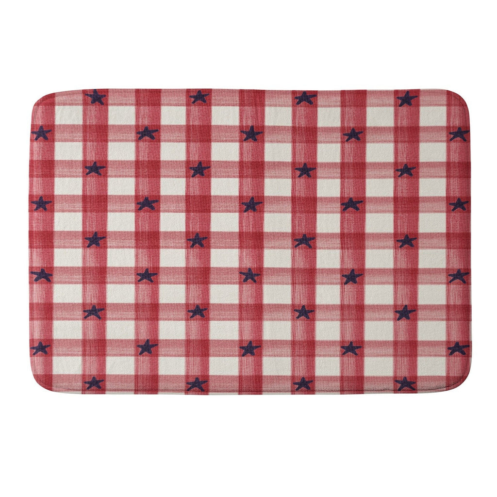 DENY Designs Red Gingham plus Stars Memory Foam Bath Mat