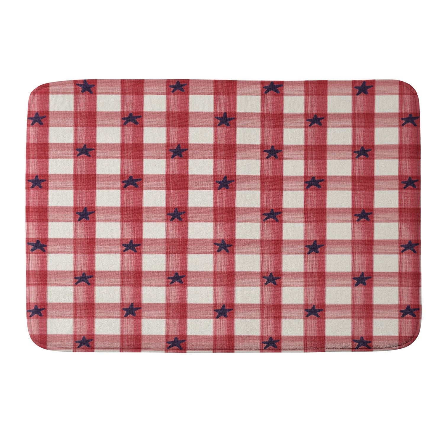 DENY Designs Red Gingham plus Stars Memory Foam Bath Mat
