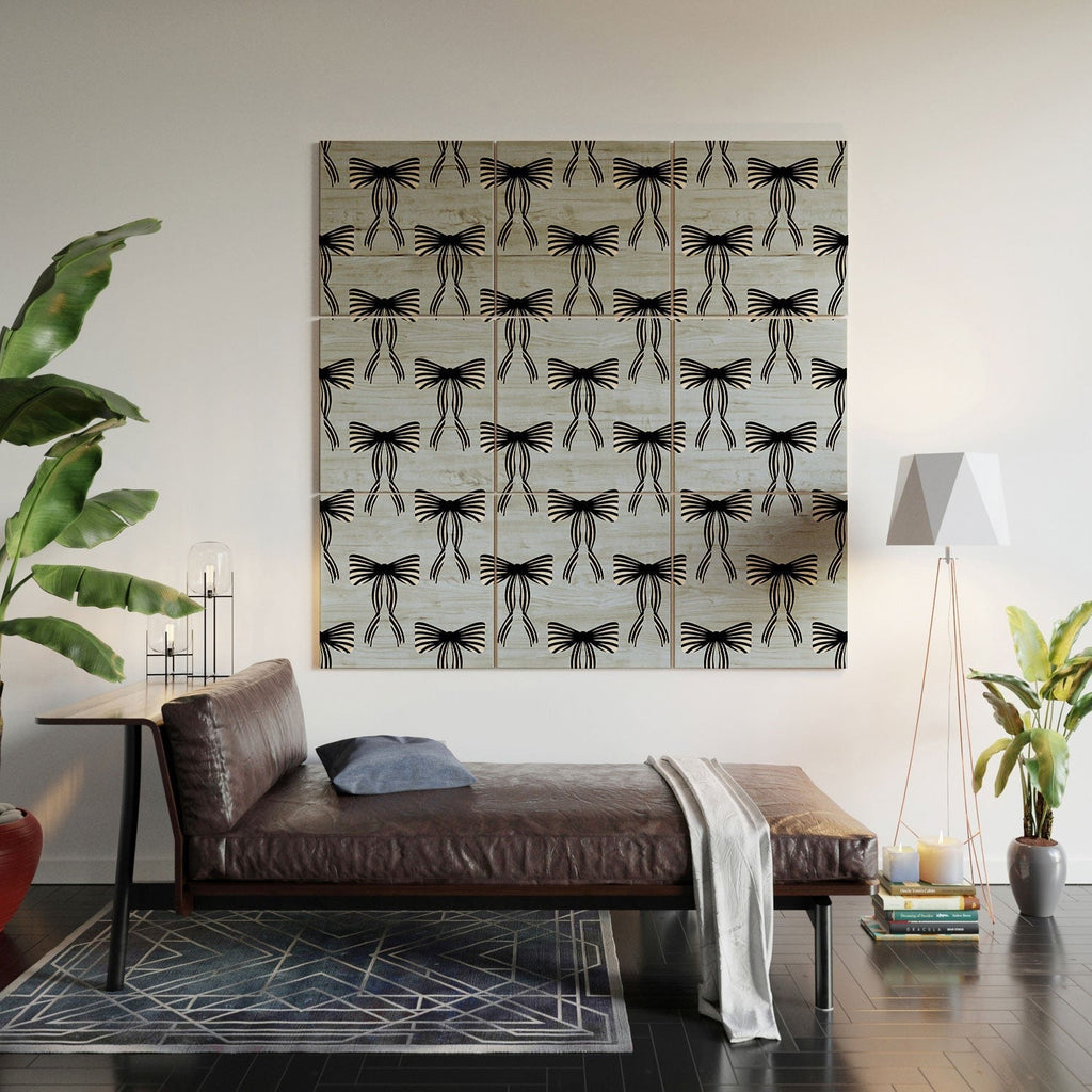 Design by Spark Black Striped Bows Wood Wall Mural