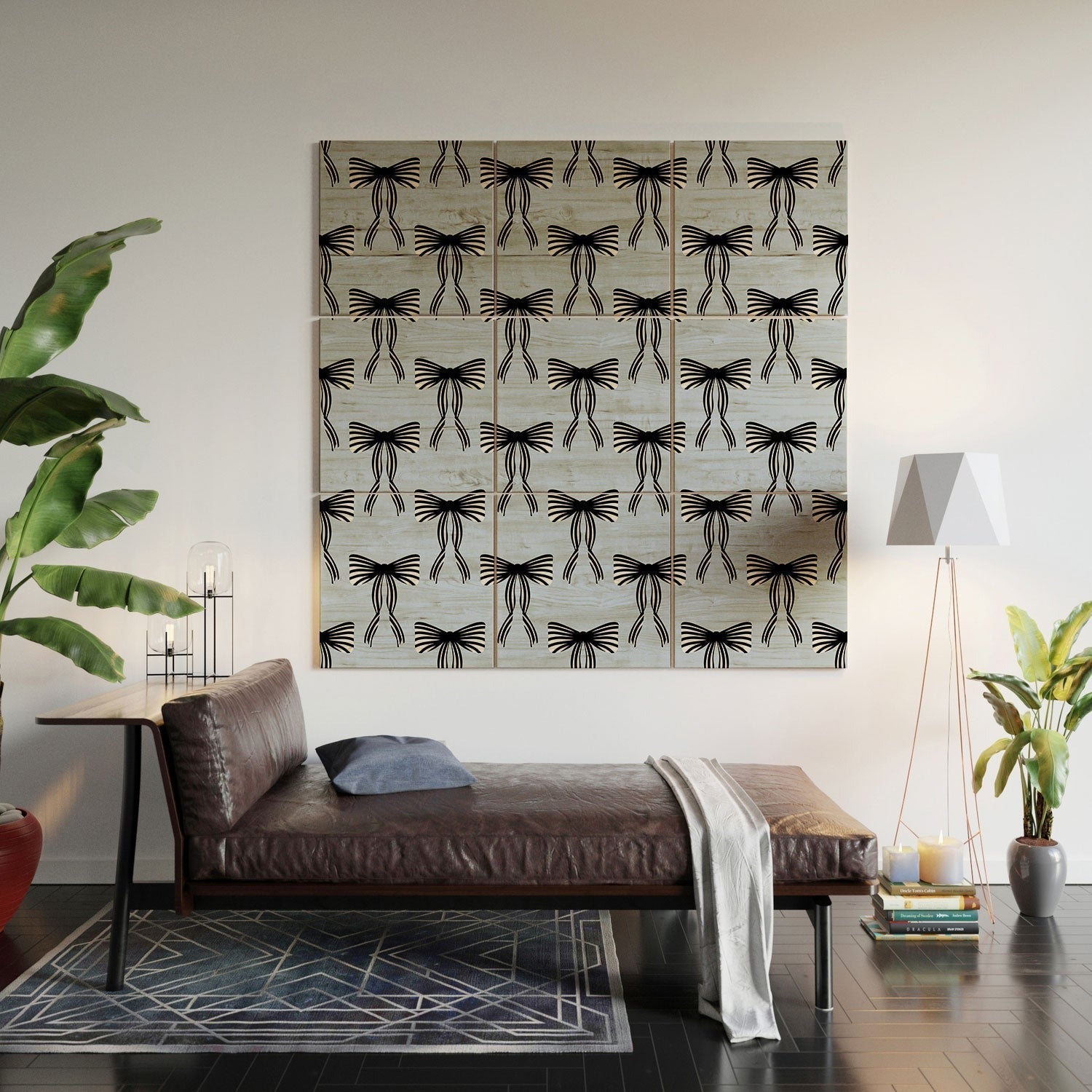 Design by Spark Black Striped Bows Wood Wall Mural
