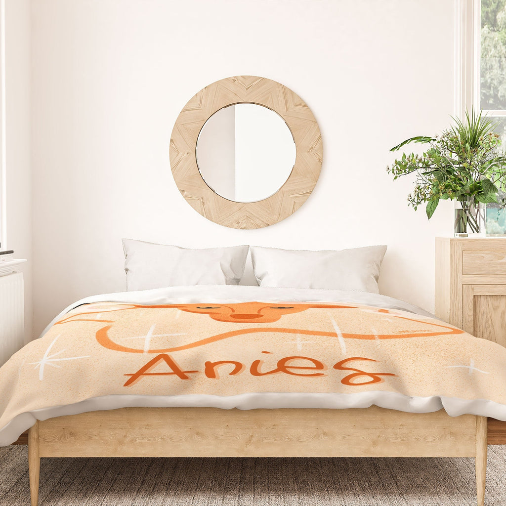 Little Om Zodiac Signs Aries Duvet Cover
