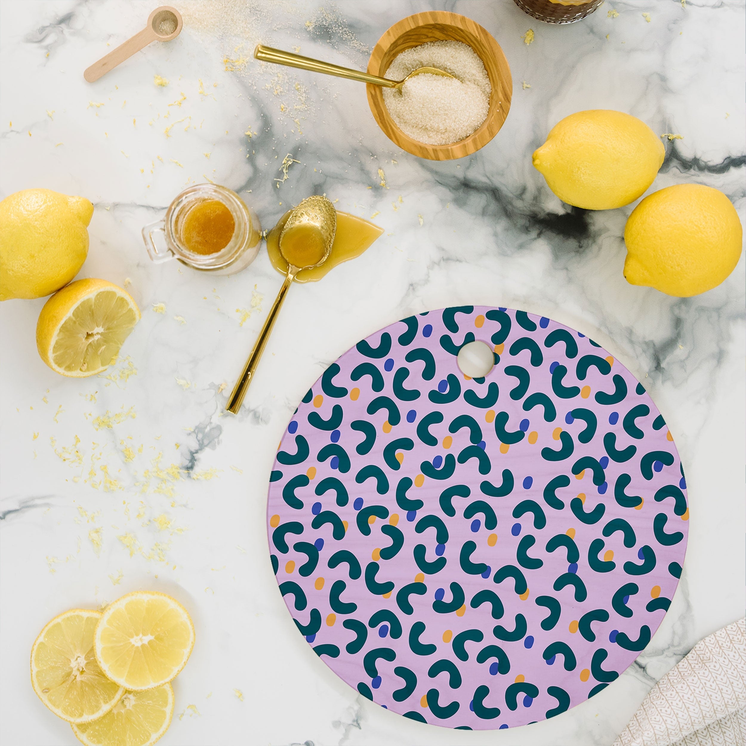 Camilla Foss Pebbles Mix Cutting Board Round