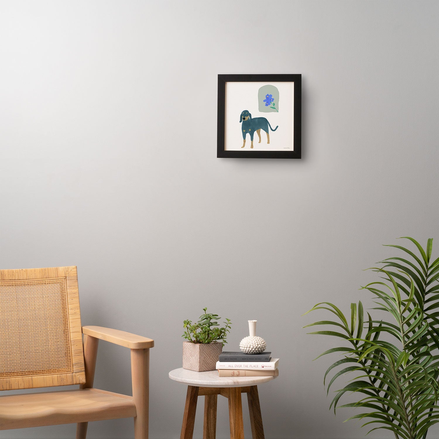 norarikka Dog and a Mini HalfRound Window Framed Wall Art