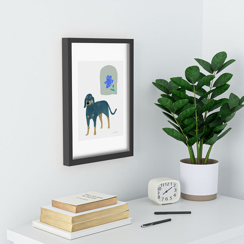 norarikka Dog and a Mini HalfRound Window Recessed Framing Rectangle