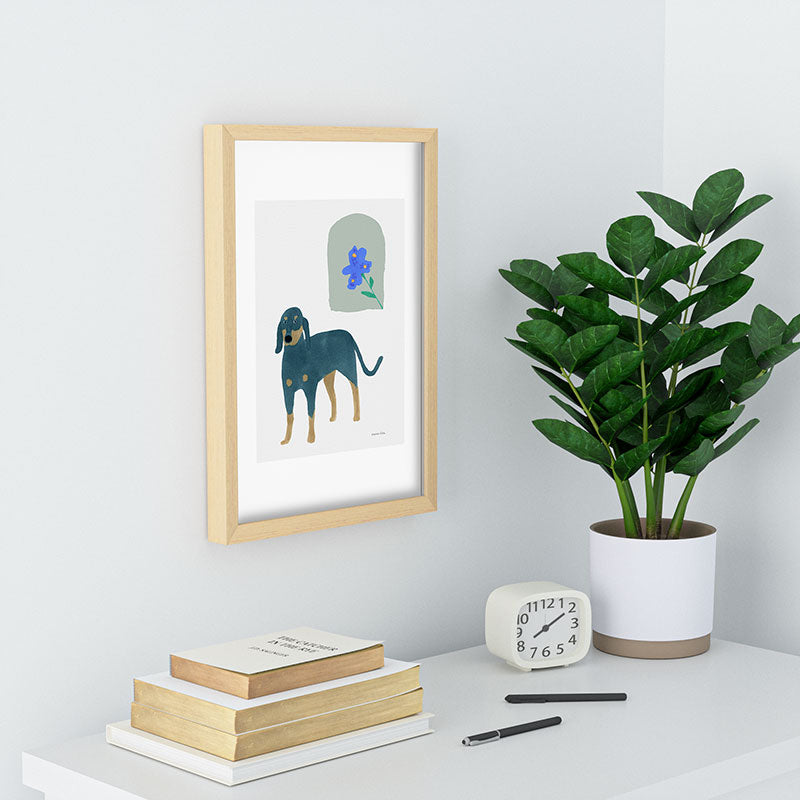 norarikka Dog and a Mini HalfRound Window Recessed Framing Rectangle