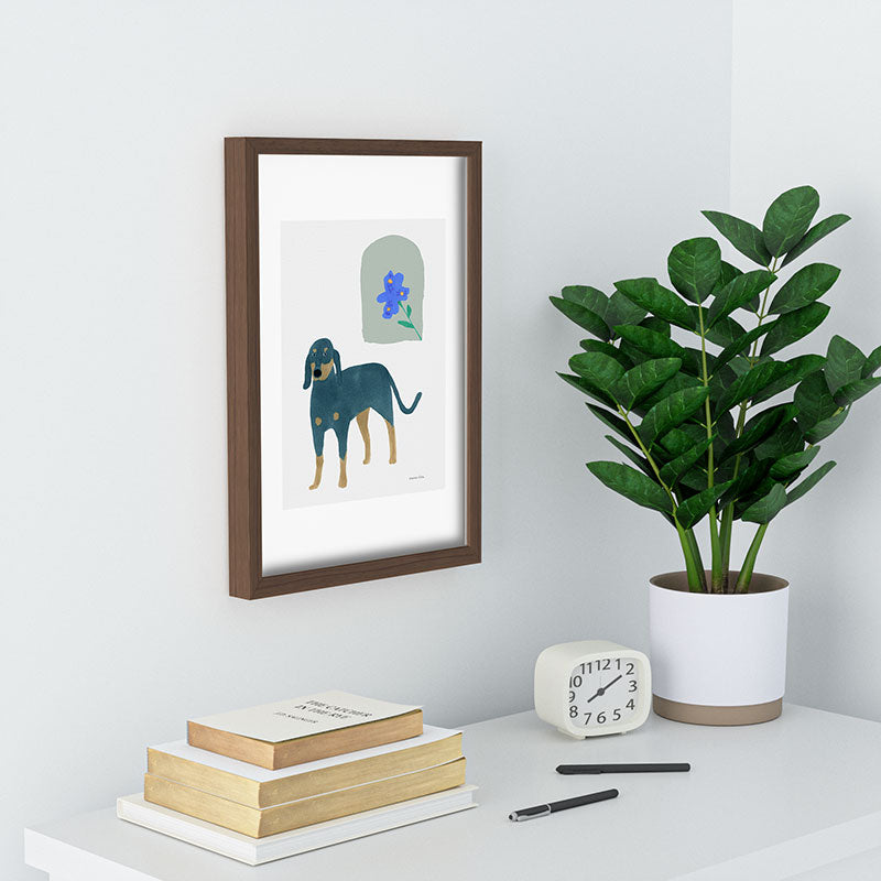 norarikka Dog and a Mini HalfRound Window Recessed Framing Rectangle