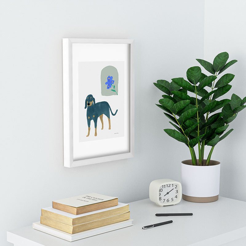 norarikka Dog and a Mini HalfRound Window Recessed Framing Rectangle