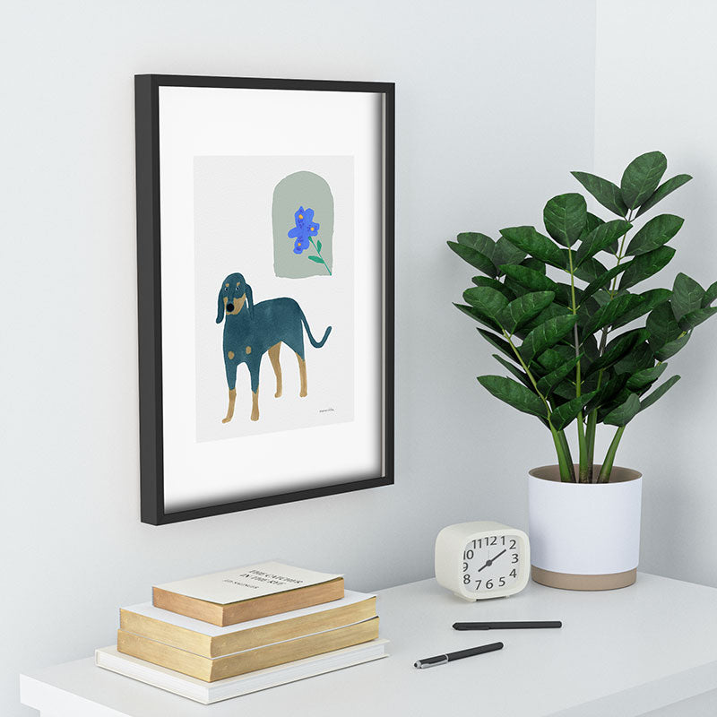norarikka Dog and a Mini HalfRound Window Recessed Framing Rectangle