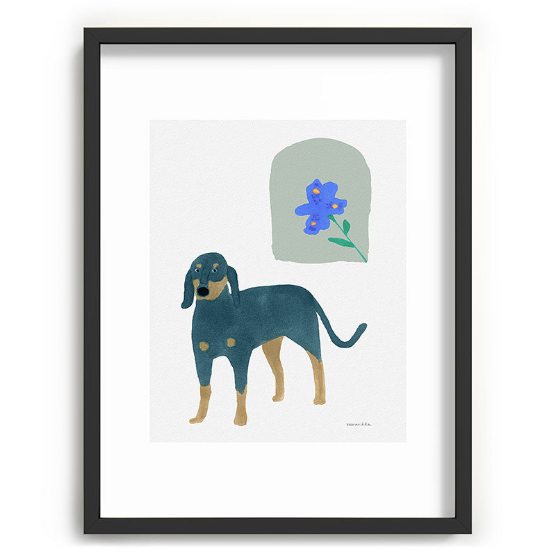 norarikka Dog and a Mini HalfRound Window Recessed Framing Rectangle
