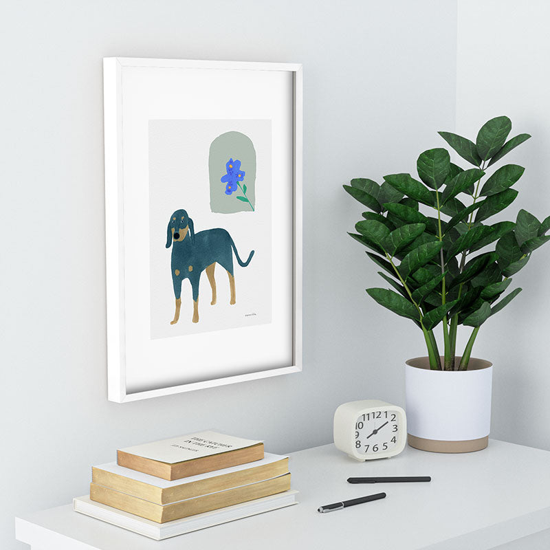 norarikka Dog and a Mini HalfRound Window Recessed Framing Rectangle