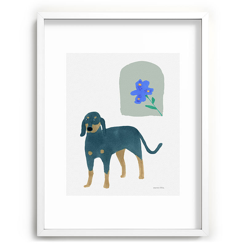 norarikka Dog and a Mini HalfRound Window Recessed Framing Rectangle