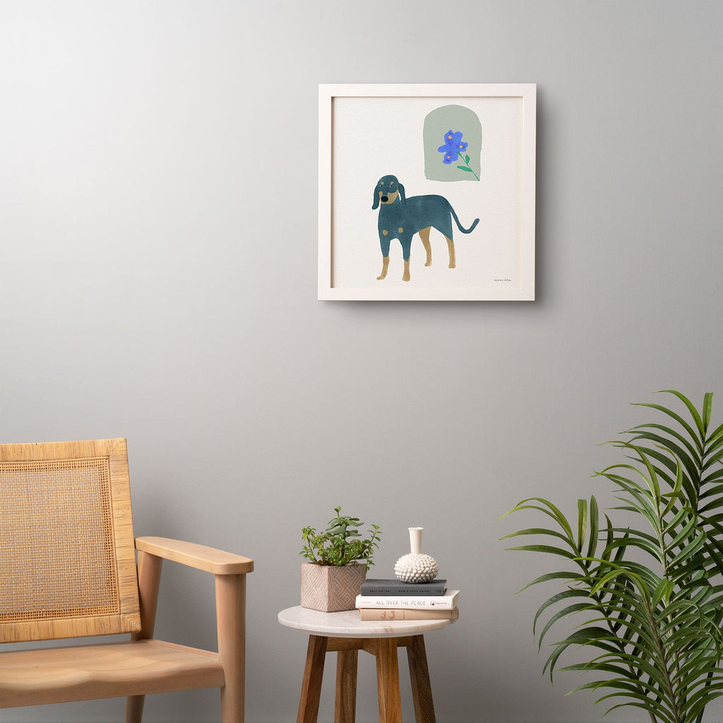 norarikka Dog and a Mini HalfRound Window Framed Wall Art