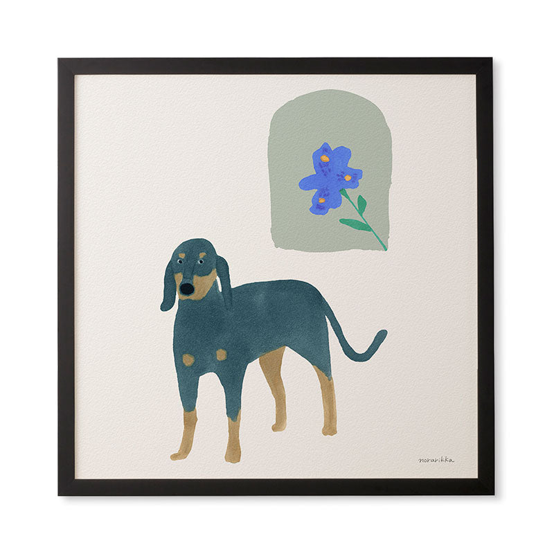 norarikka Dog and a Mini HalfRound Window Framed Wall Art