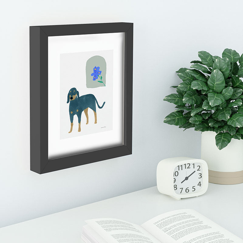 norarikka Dog and a Mini HalfRound Window Recessed Framing Rectangle