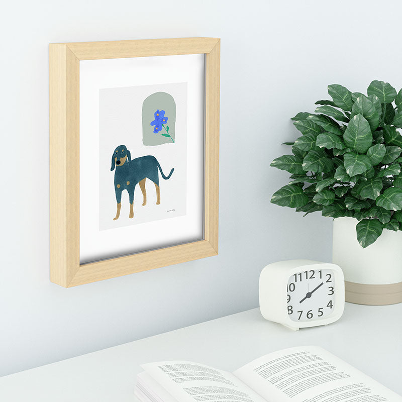 norarikka Dog and a Mini HalfRound Window Recessed Framing Rectangle