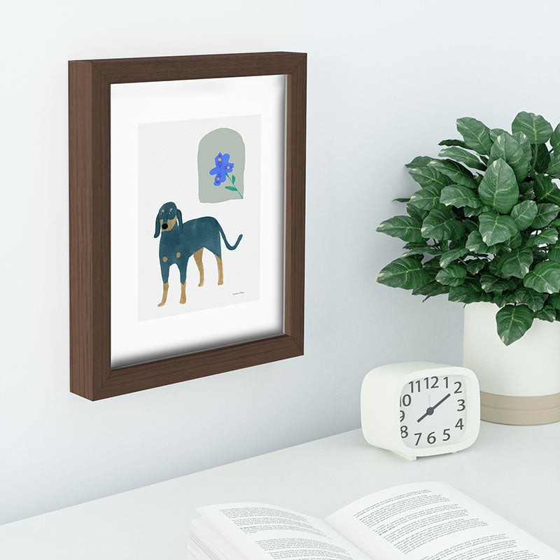 norarikka Dog and a Mini HalfRound Window Recessed Framing Rectangle