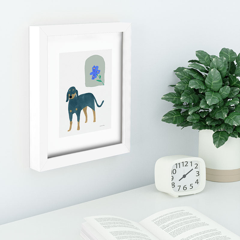 norarikka Dog and a Mini HalfRound Window Recessed Framing Rectangle