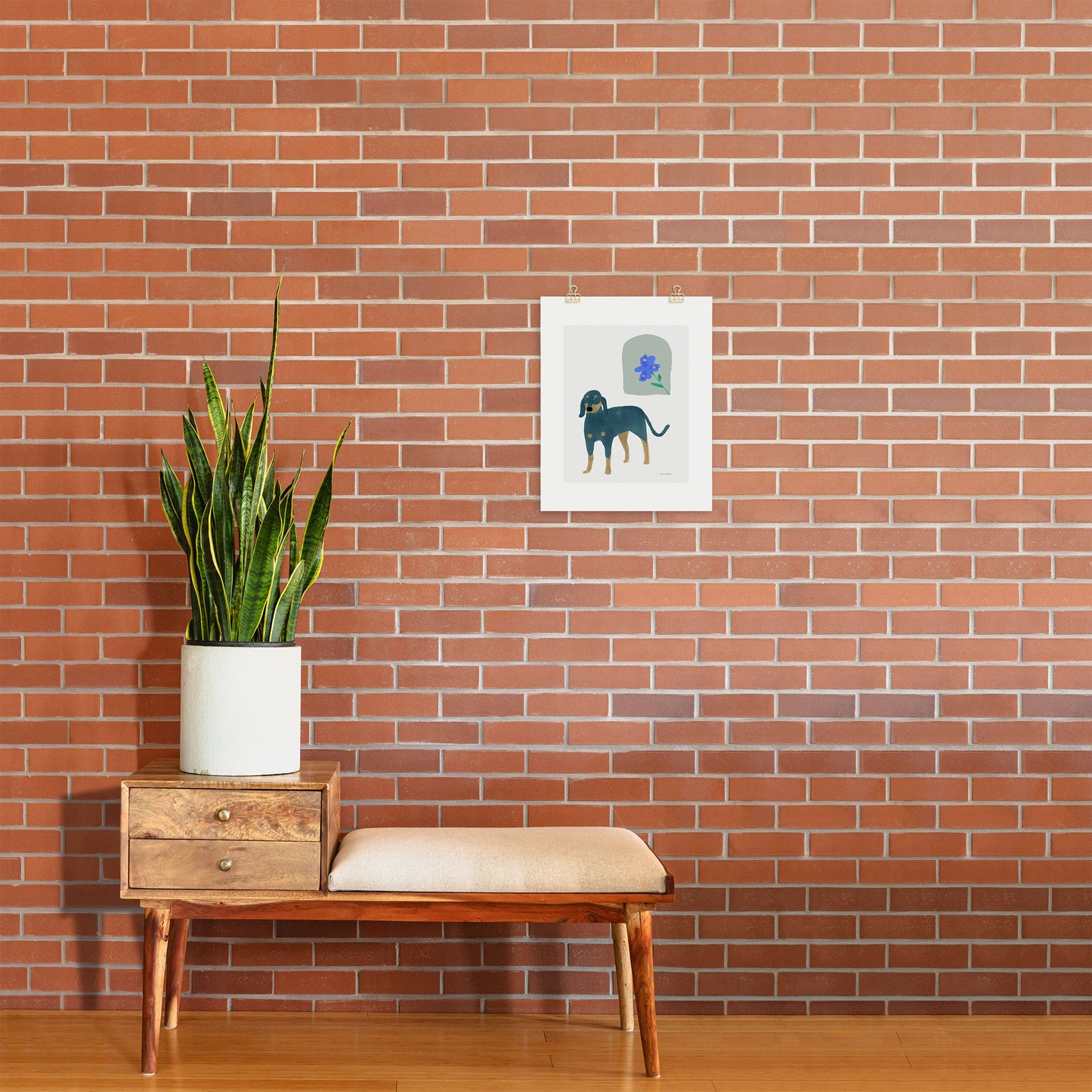 norarikka Dog and a Mini HalfRound Window Art Print