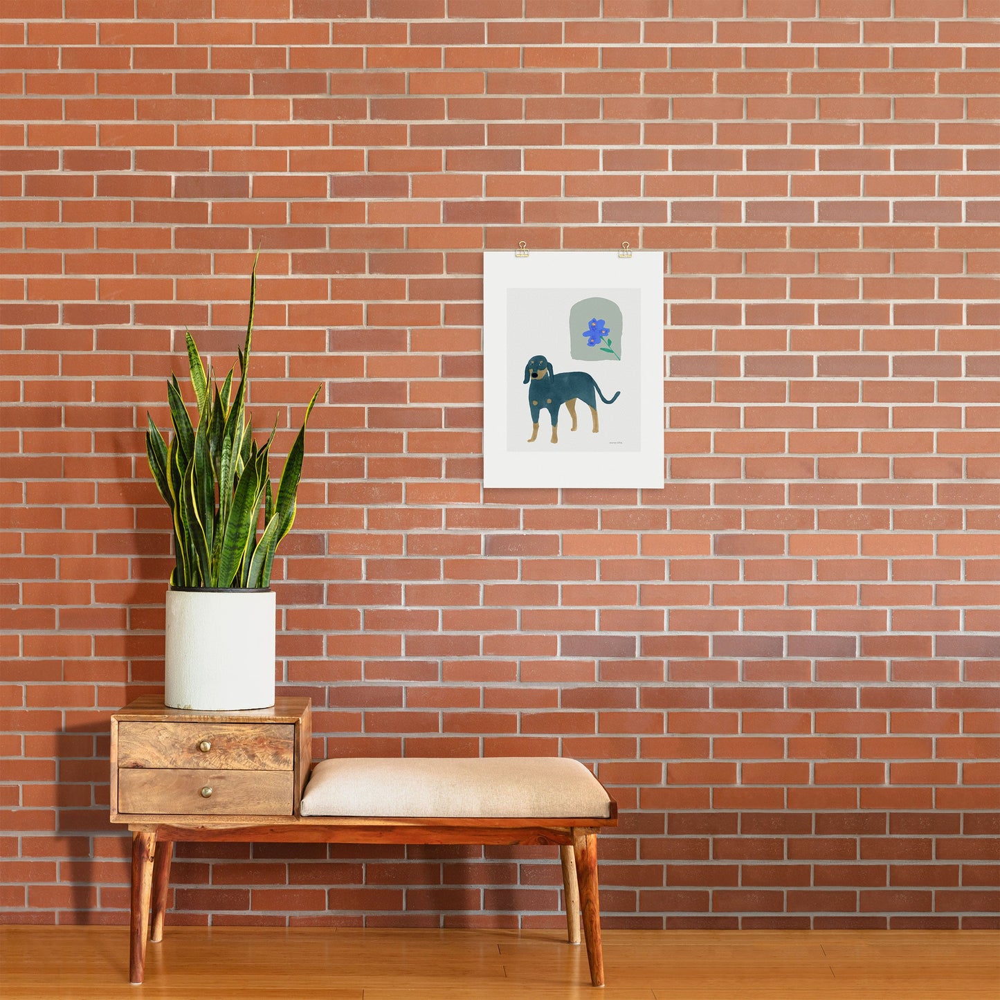 norarikka Dog and a Mini HalfRound Window Art Print
