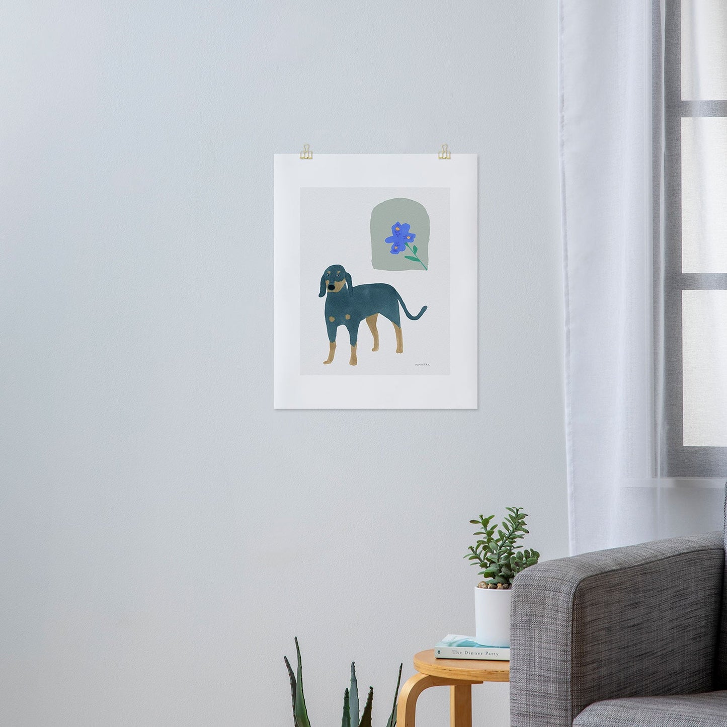 norarikka Dog and a Mini HalfRound Window Art Print