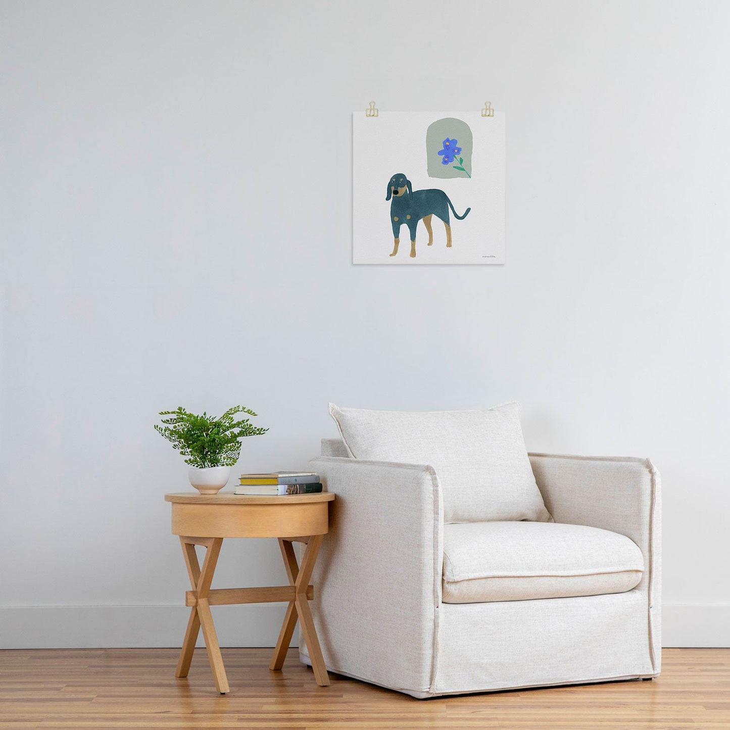 norarikka Dog and a Mini HalfRound Window Art Print