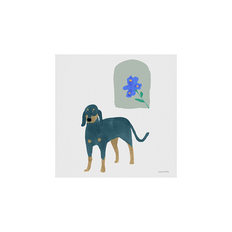 norarikka Dog and a Mini HalfRound Window Art Print