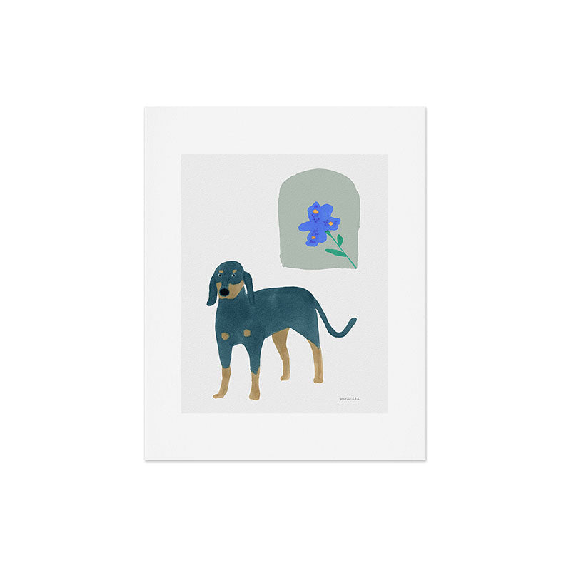 norarikka Dog and a Mini HalfRound Window Art Print