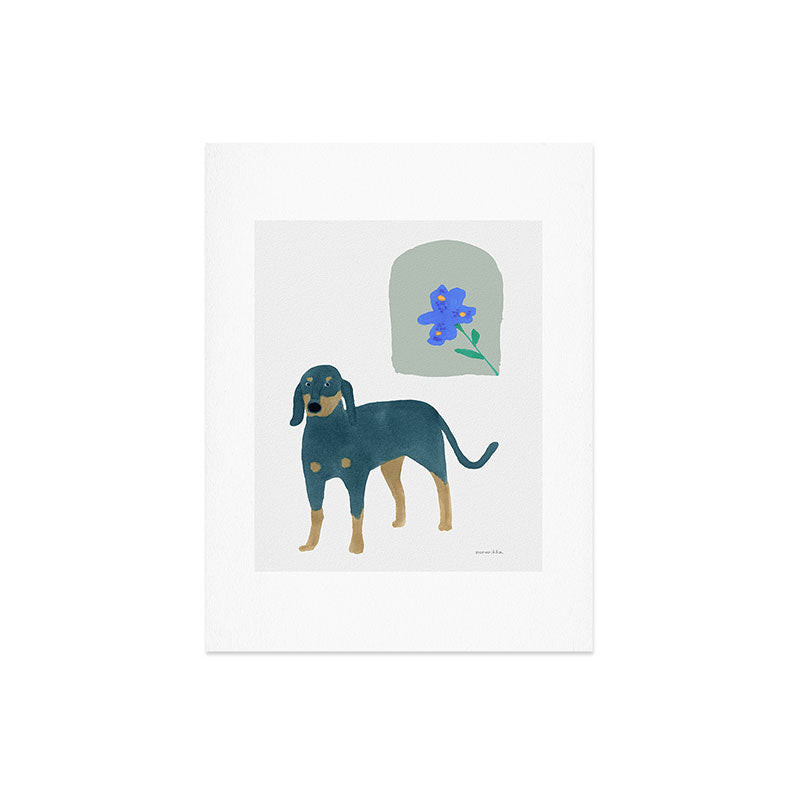 norarikka Dog and a Mini HalfRound Window Art Print