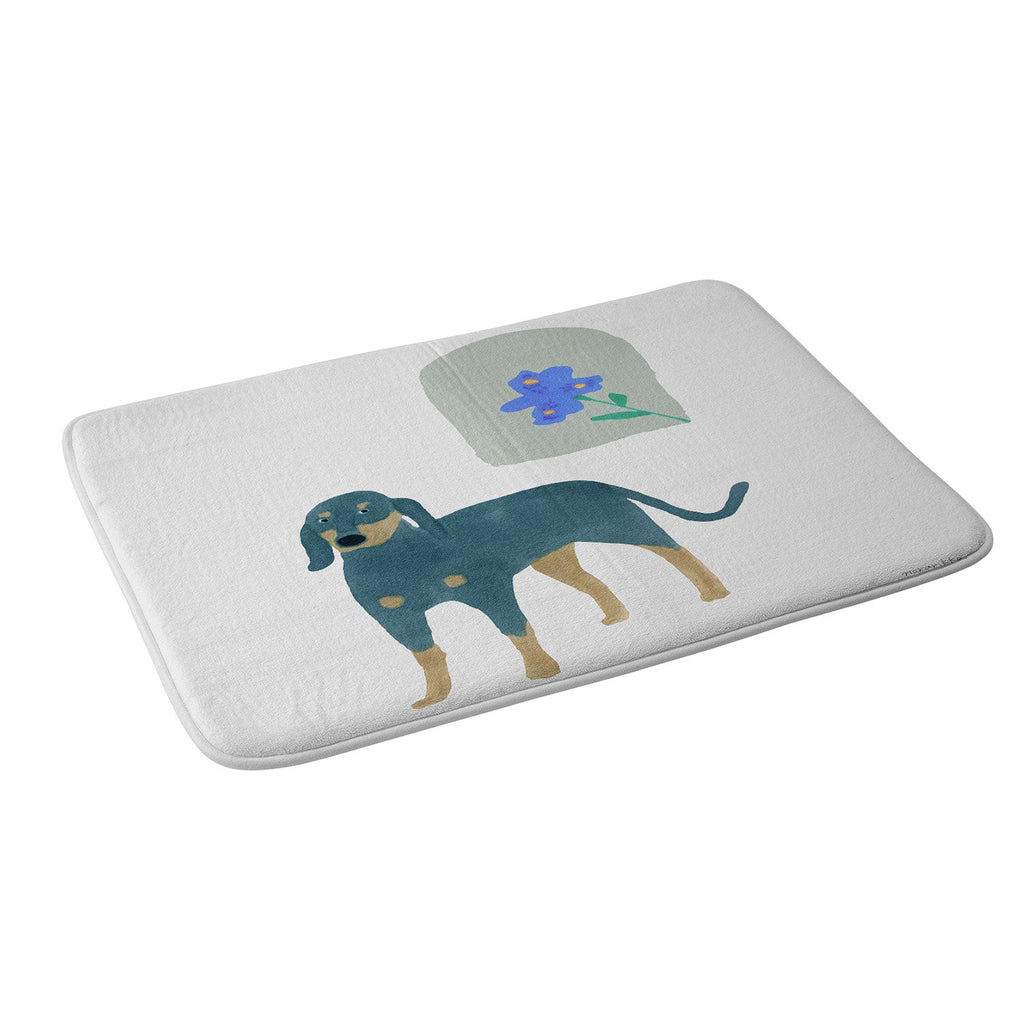 norarikka Dog and a Mini HalfRound Window Memory Foam Bath Mat