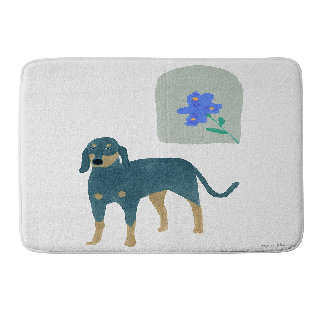 norarikka Dog and a Mini HalfRound Window Memory Foam Bath Mat