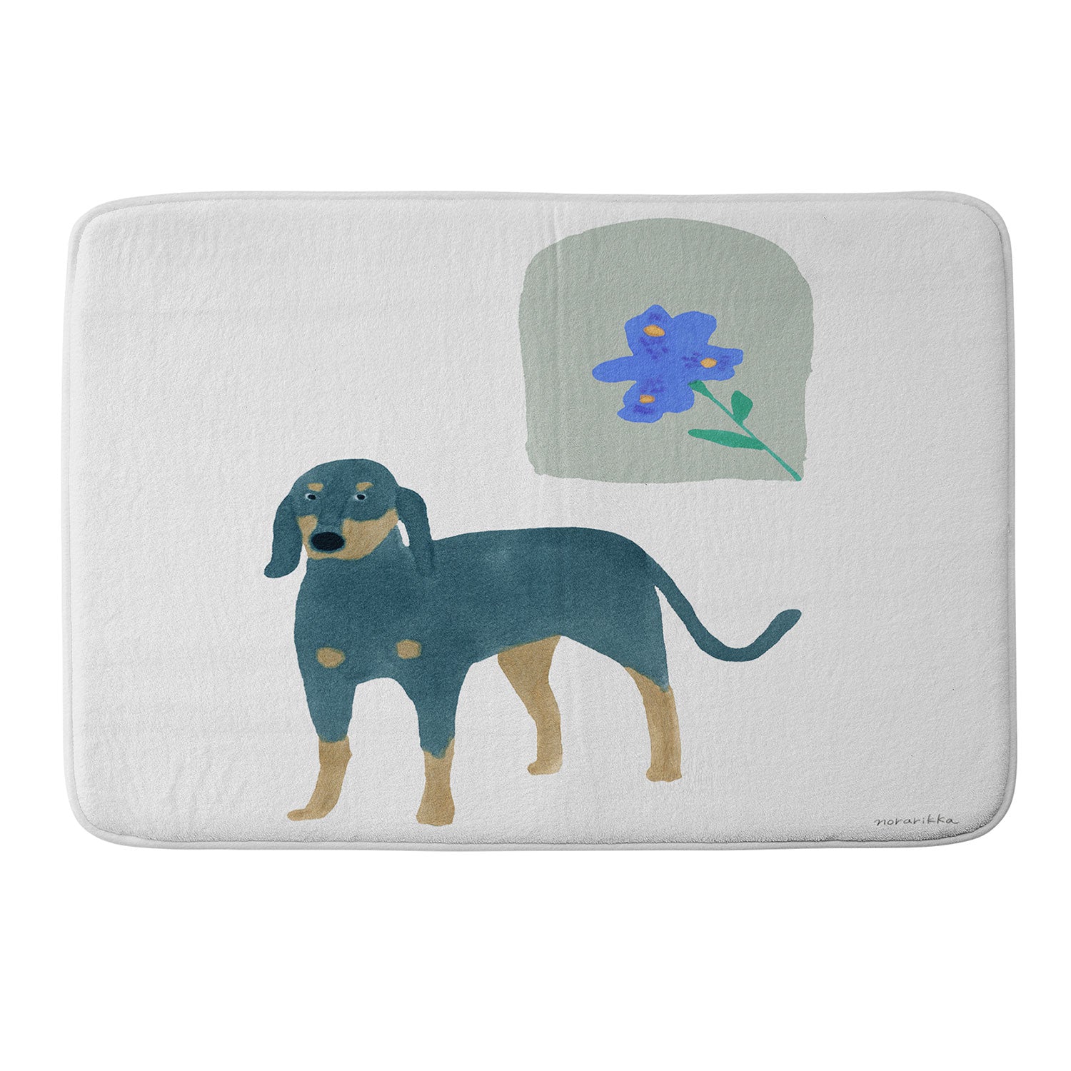 norarikka Dog and a Mini HalfRound Window Memory Foam Bath Mat