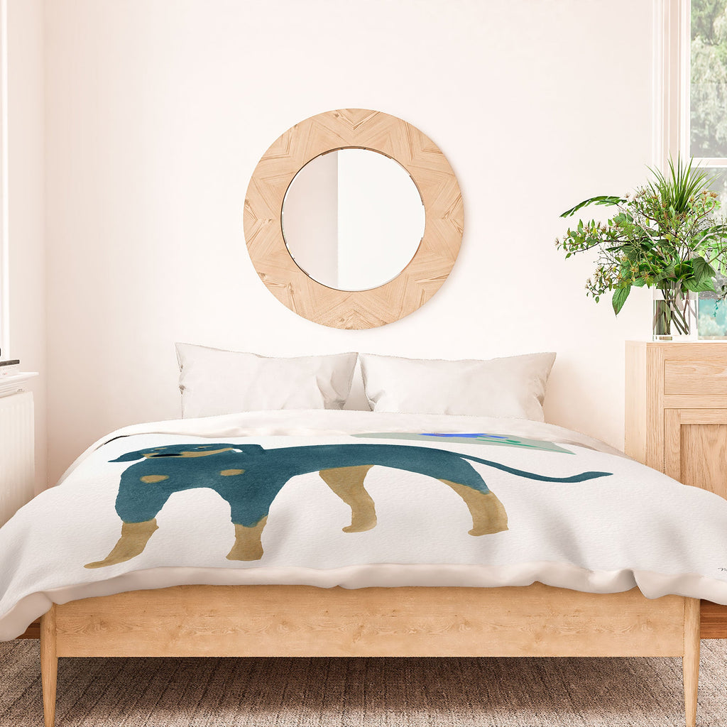 norarikka Dog and a Mini HalfRound Window Duvet Cover