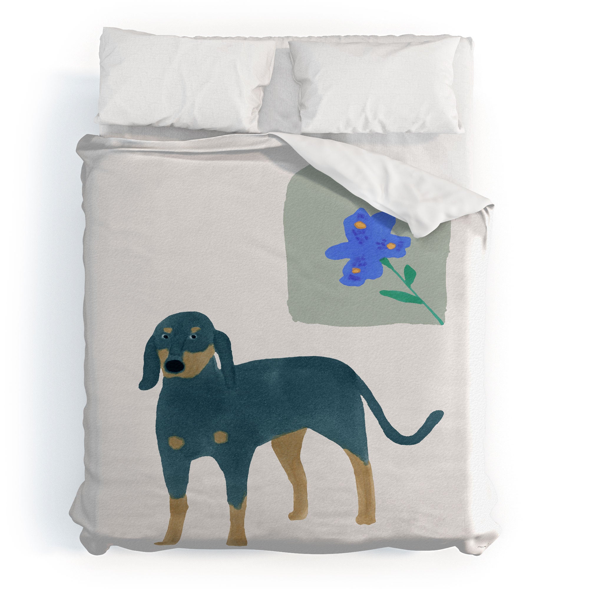 norarikka Dog and a Mini HalfRound Window Duvet Cover