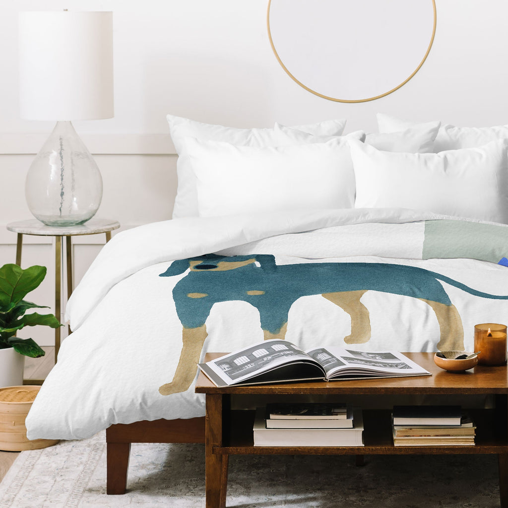 norarikka Dog and a Mini HalfRound Window Duvet Cover