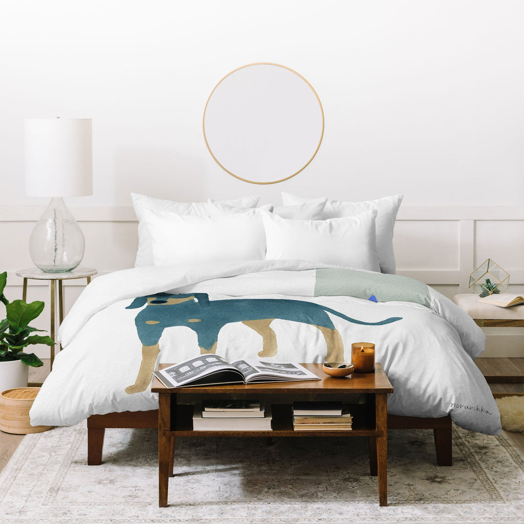 norarikka Dog and a Mini HalfRound Window Duvet Cover
