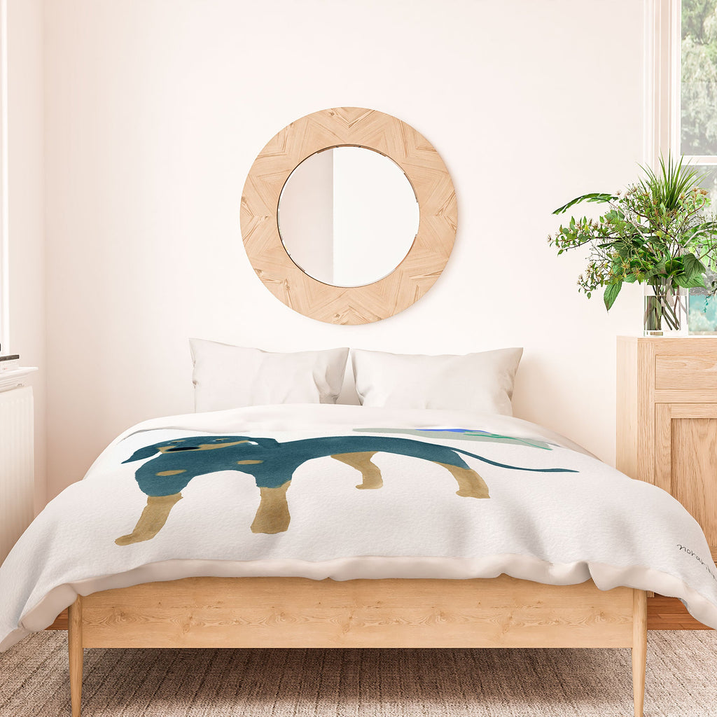 norarikka Dog and a Mini HalfRound Window Duvet Cover