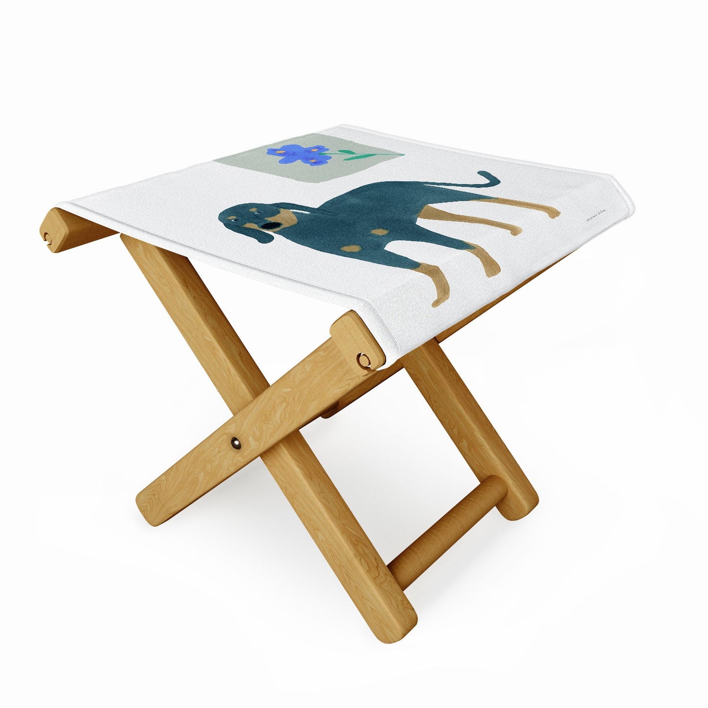 norarikka Dog and a Mini HalfRound Window Folding Stool